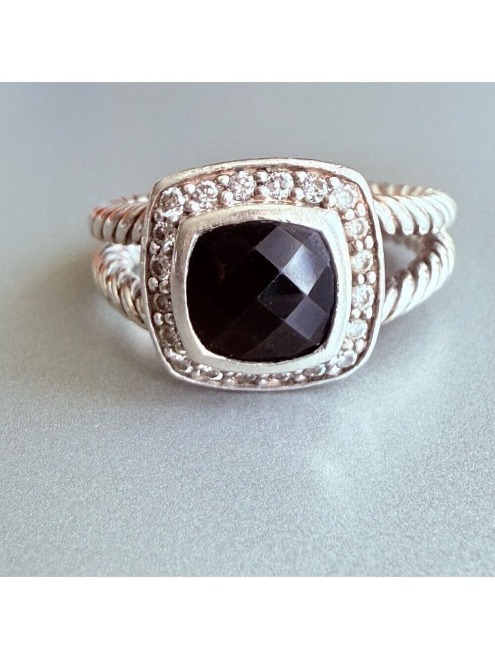 David Yurman Onyx And Diamonds Albion Ring in Sterling Silver